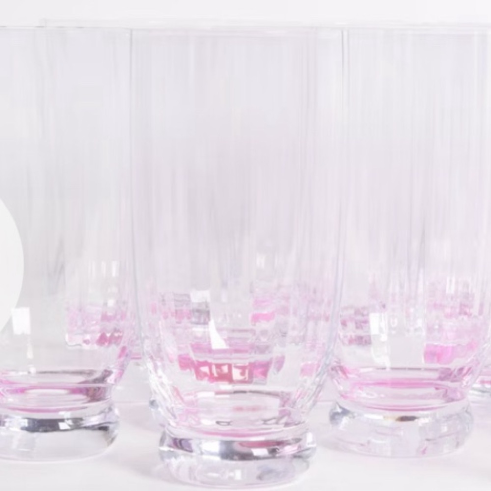3 Villeroy & Boch New Cottage Rose (Pink + Clear) Highball Glasses